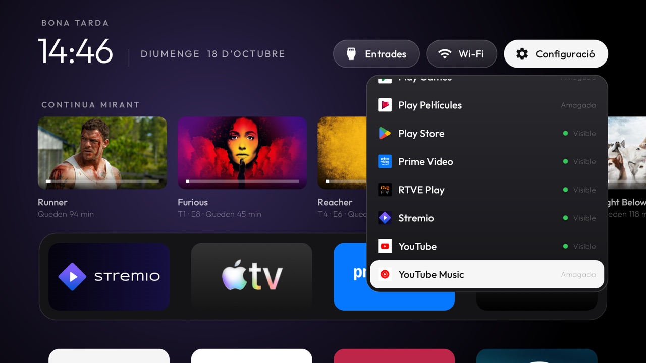 Showing and hiding apps