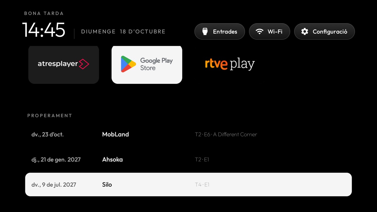 The "Coming up" list, below the app grid